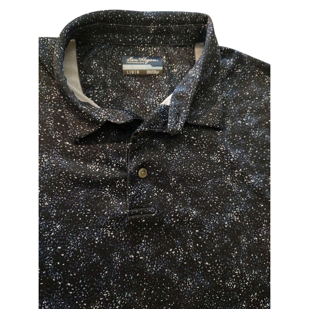 Ben Hogan Performance Golf Shirt Polo Black‎ Blue Short Sleeve Mens Size Large